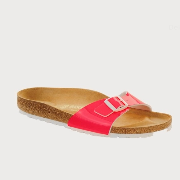 Birkenstock MADRID SCHMAL PATENT NEON PINK Sandal